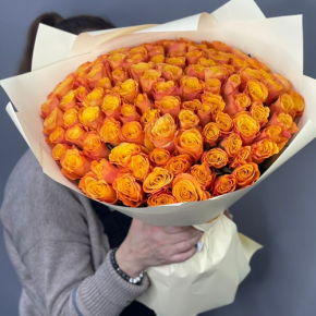 Букет из 101 огненной розы (40 см) в Хотьково