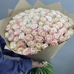 Букет из 101 розы Пинк Мондиаль Эквадор (60 см) в Хотьково
