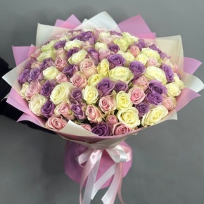 Букет из 101 розы пастельный микс (40 см) в Хотьково