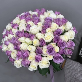 Букет "Фиолетовый микс" из 101 розы (40 см) в Хотьково