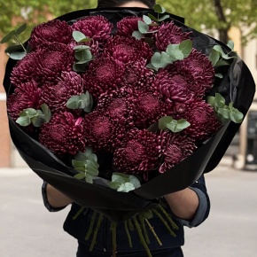 Букет из 21 винной хризантемы Бигоуди в Хотьково